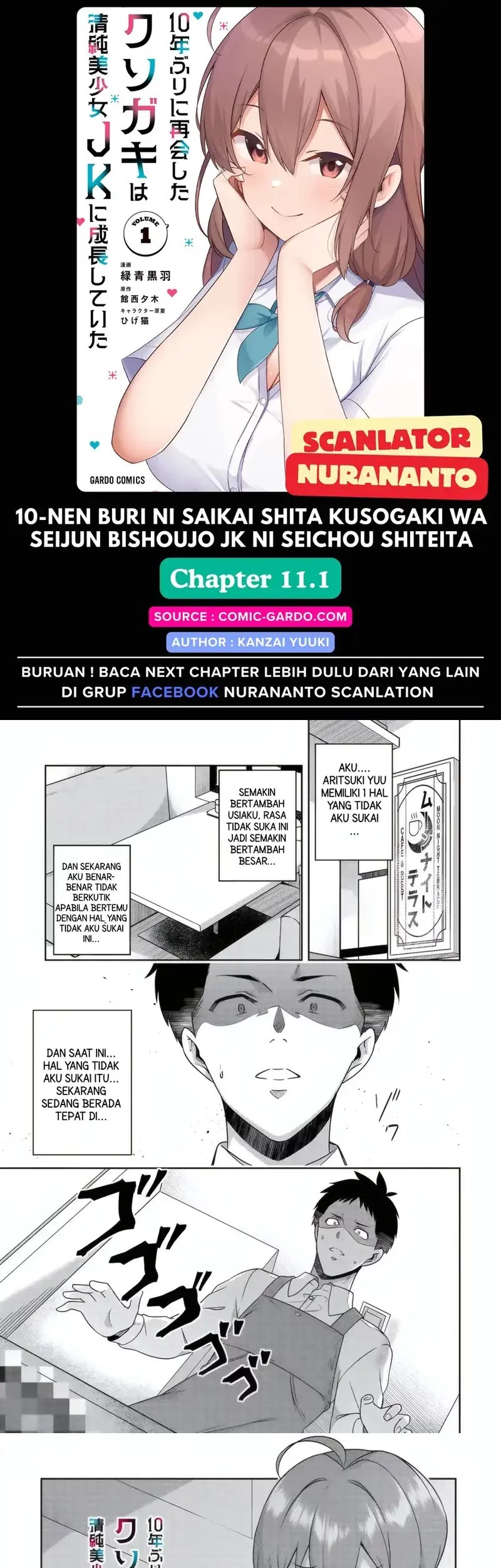 Komik 10-Nen Buri ni Saikai shita Kusogaki wa Seijun Bishoujo JK ni Seichou shiteita Chapter 11.1 gambar 1