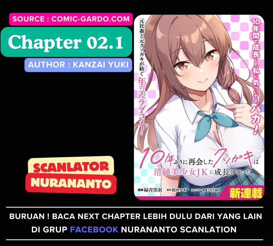 Komik 10-Nen Buri ni Saikai shita Kusogaki wa Seijun Bishoujo JK ni Seichou shiteita Chapter 2.1 gambar 1