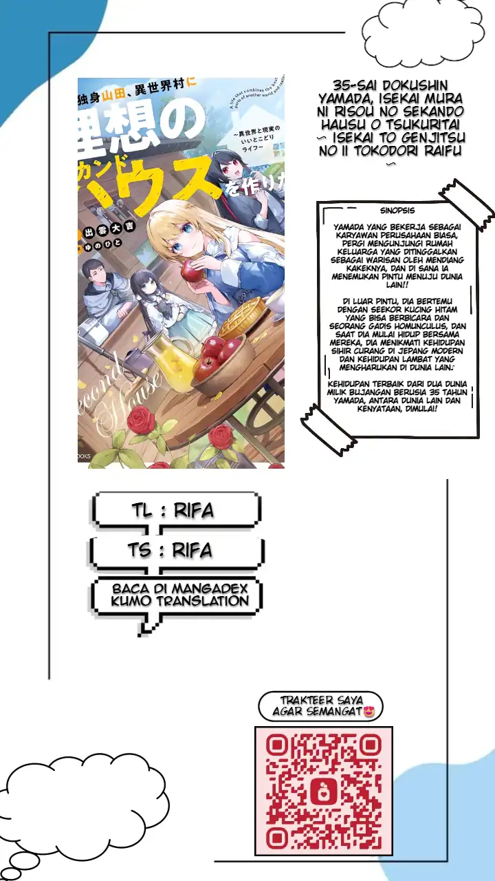 Komik 35-sai dokushin Yamada, isekai mura ni risou no sekando hausu o tsukuritai 〜 isekai to genjitsu no ii tokodori raifu 〜 Chapter 4.1 gambar 1