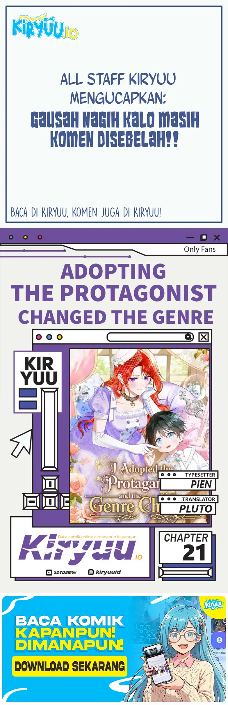 Komik Adopting the Male Protagonist Changed the Genre Chapter 21 gambar 1