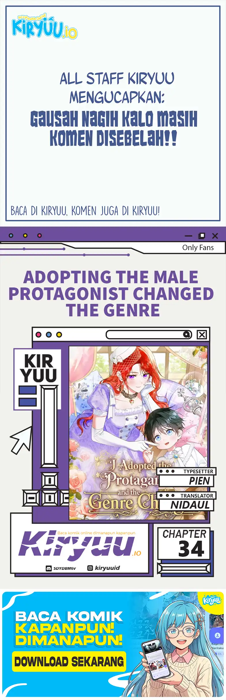 Komik Adopting the Male Protagonist Changed the Genre Chapter 34 gambar 1