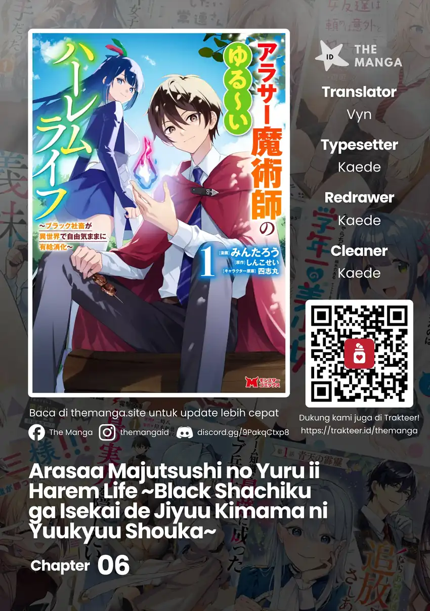 Komik Arasaa Majutsushi no Yuru ii Harem Life ~Black Shachiku ga Isekai de Jiyuu Kimama ni Yuukyuu Shouka~ Chapter 6 gambar 1