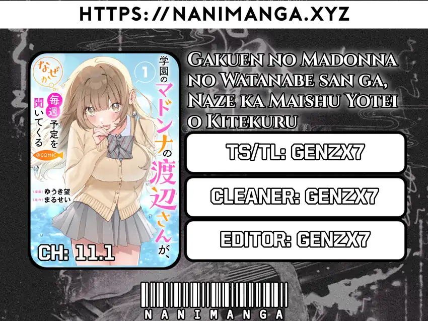 Komik Gakuen no Madonna no Watanabe san ga, Naze ka Maishu Yotei wo Kitekuru Chapter 11.1 gambar 1