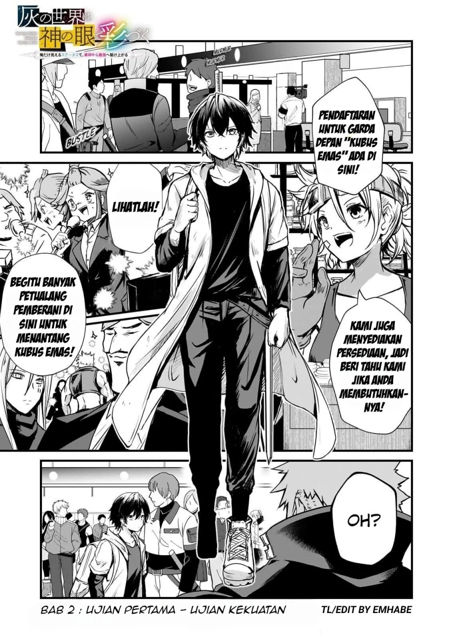 Manga Hai no Sekai wa Kami-no-me de Irodoku: Ore dake Mieru Status de, Saijaku kara Saikyou e Kageagaru Chapter 2 gambar 2