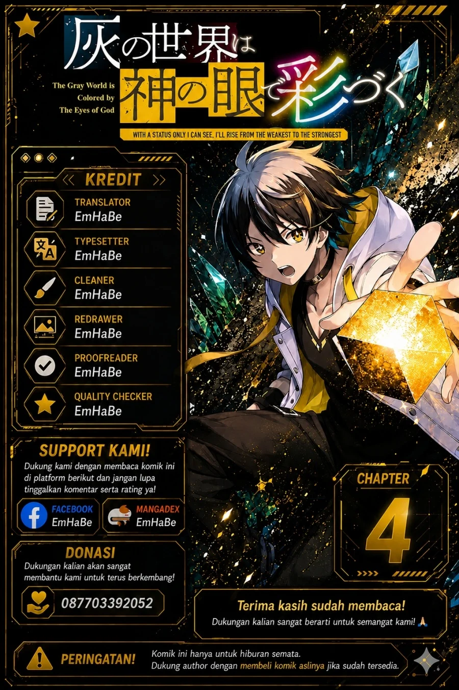 Komik Hai no Sekai wa Kami-no-me de Irodoku: Ore dake Mieru Status de, Saijaku kara Saikyou e Kageagaru Chapter 4 gambar 1