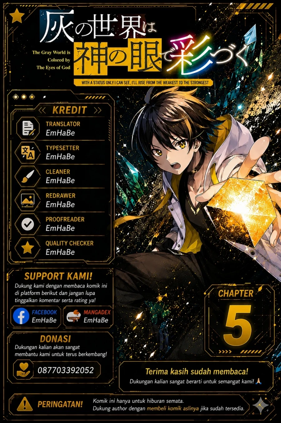 Komik Hai no Sekai wa Kami-no-me de Irodoku: Ore dake Mieru Status de, Saijaku kara Saikyou e Kageagaru Chapter 5 gambar 1