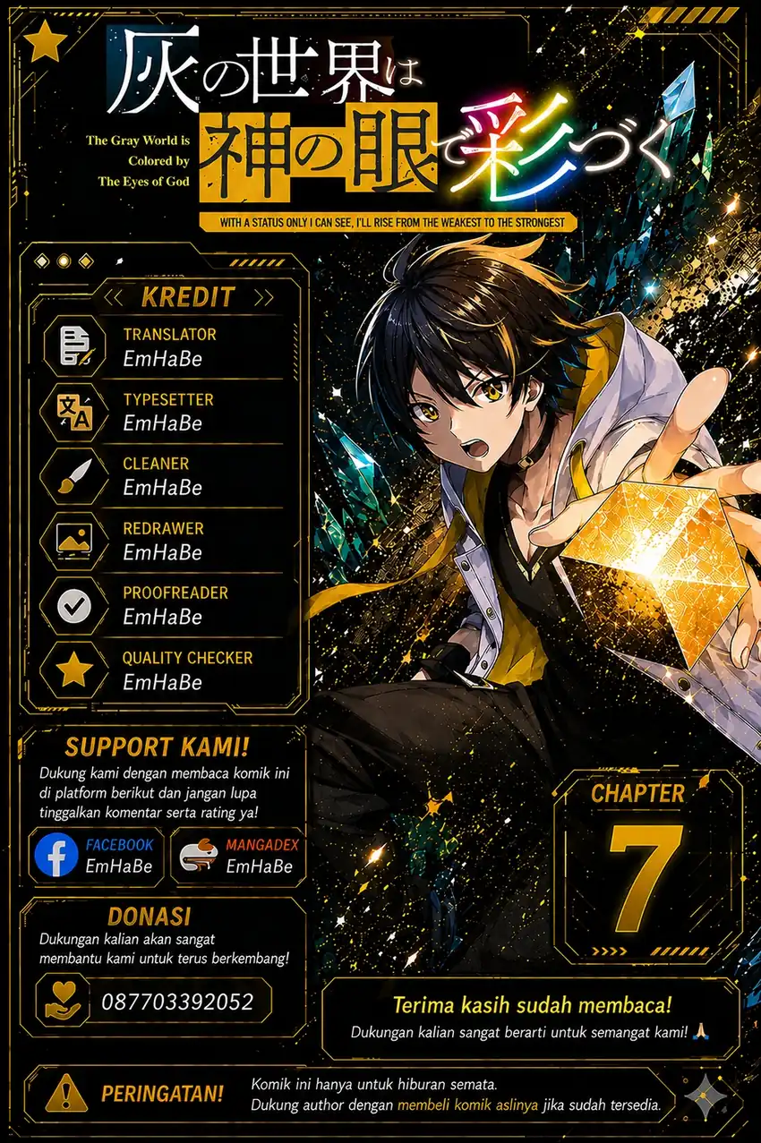 Komik Hai no Sekai wa Kami-no-me de Irodoku: Ore dake Mieru Status de, Saijaku kara Saikyou e Kageagaru Chapter 7 gambar 1
