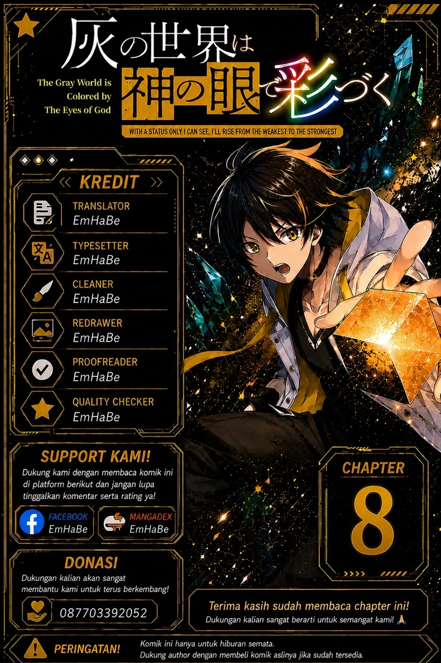 Komik Hai no Sekai wa Kami-no-me de Irodoku: Ore dake Mieru Status de, Saijaku kara Saikyou e Kageagaru Chapter 8 gambar 1