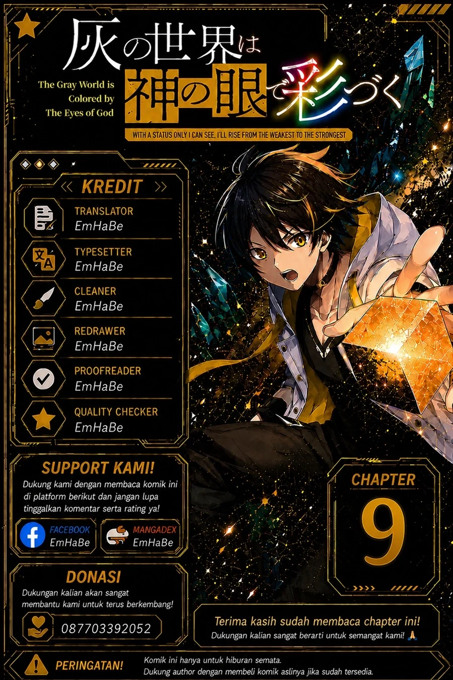 Komik Hai no Sekai wa Kami-no-me de Irodoku: Ore dake Mieru Status de, Saijaku kara Saikyou e Kageagaru Chapter 9 gambar 1