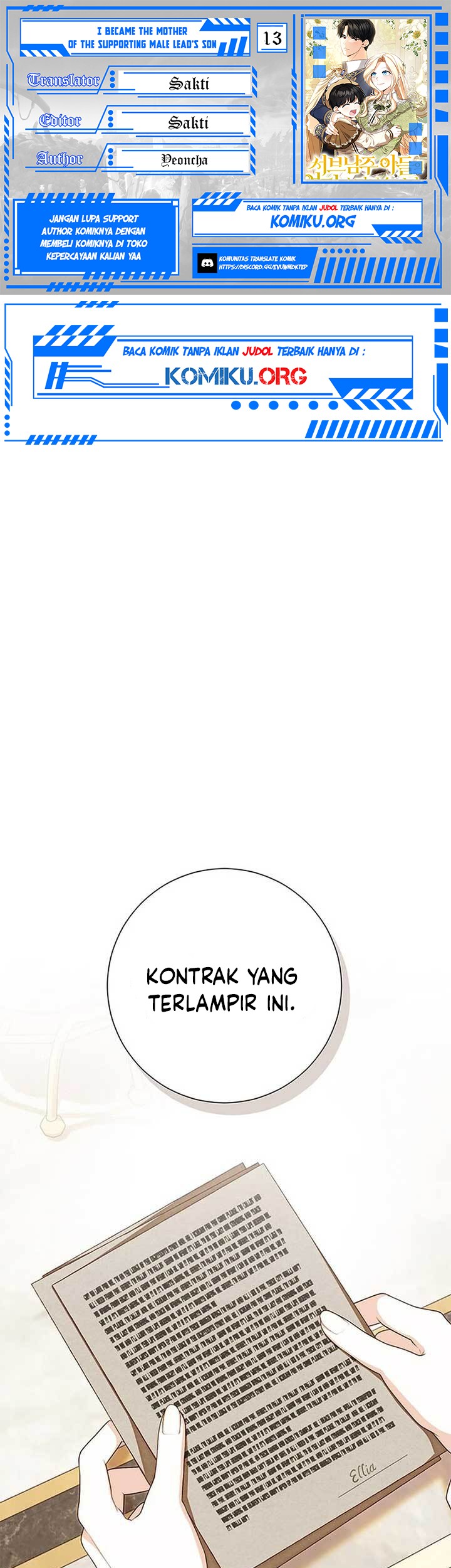 Komik I Became the Mother of the Supporting Male Lead's Son Chapter 13 gambar 1