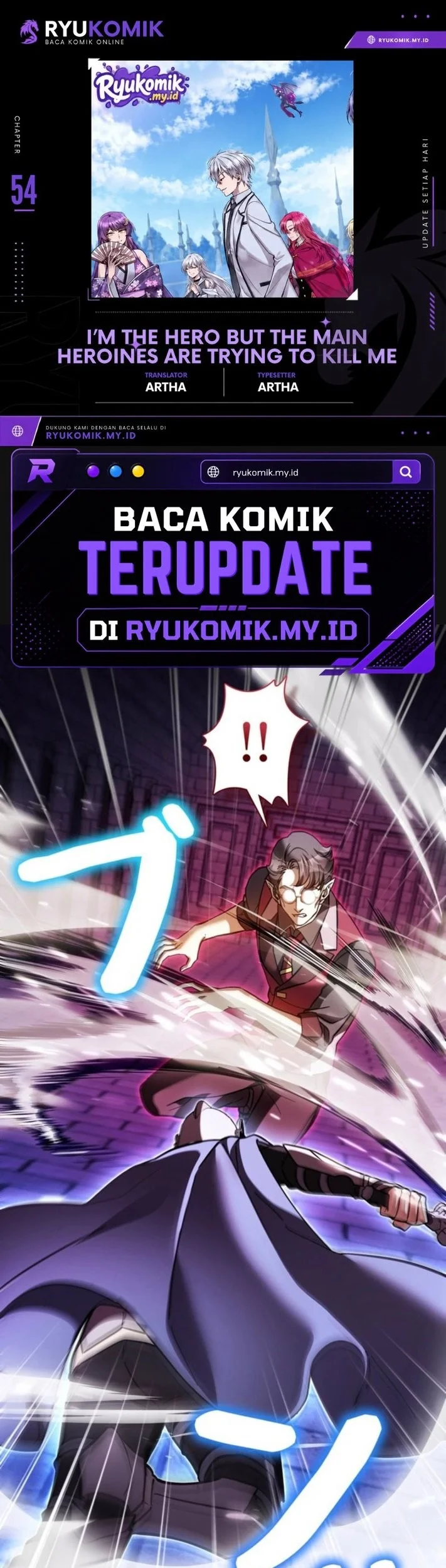 Komik Im the Hero but the Main Heroines Are Trying to Kill Me Chapter 54 gambar 1