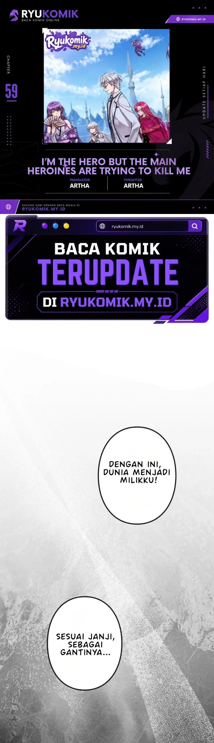Komik Im the Hero but the Main Heroines Are Trying to Kill Me Chapter 59 gambar 1
