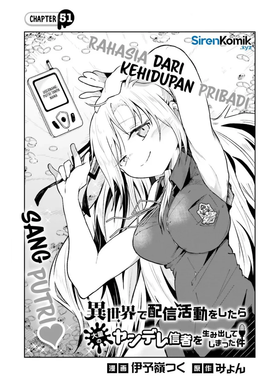 Manga Isekai de Haishin Katsudou wo Shitara Tairyou no Yandere Shinja wo Umidashite Shimatta Ken Chapter 51 gambar 2