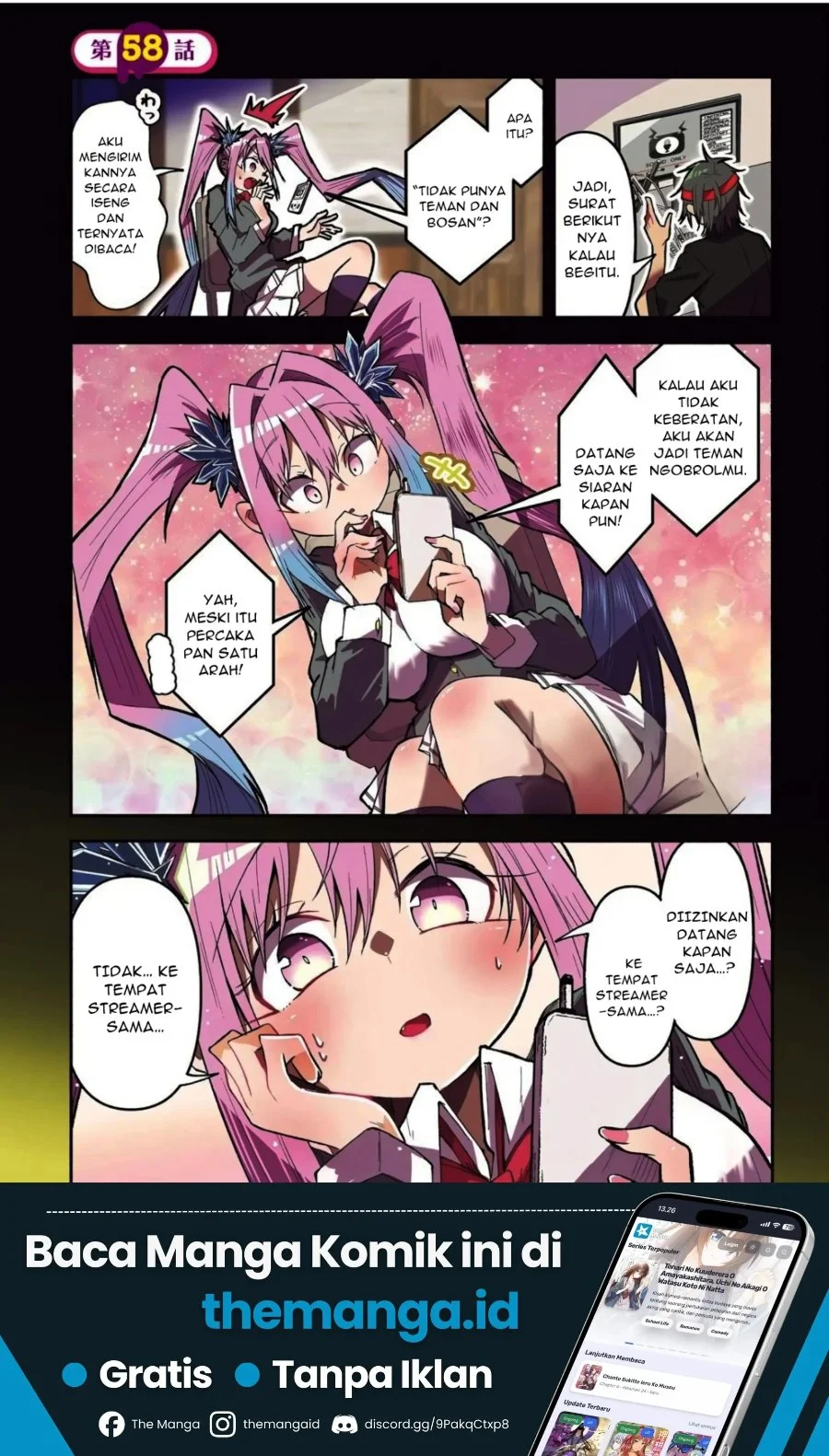 Manga Isekai de Haishin Katsudou wo Shitara Tairyou no Yandere Shinja wo Umidashite Shimatta Ken Chapter 58 gambar 2