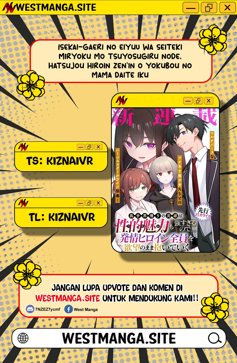 Komik Isekai-gaeri no eiyuu wa seiteki miryoku mo tsuyosugiru node, hatsujou hiroin zen'in o yokubou no mama daite iku Chapter 2 gambar 1