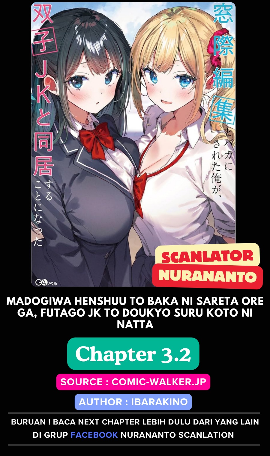 Komik Madogiwa henshuu to baka ni sareta ore ga, futago JK to doukyo suru koto ni natta Chapter 3.2 gambar 1
