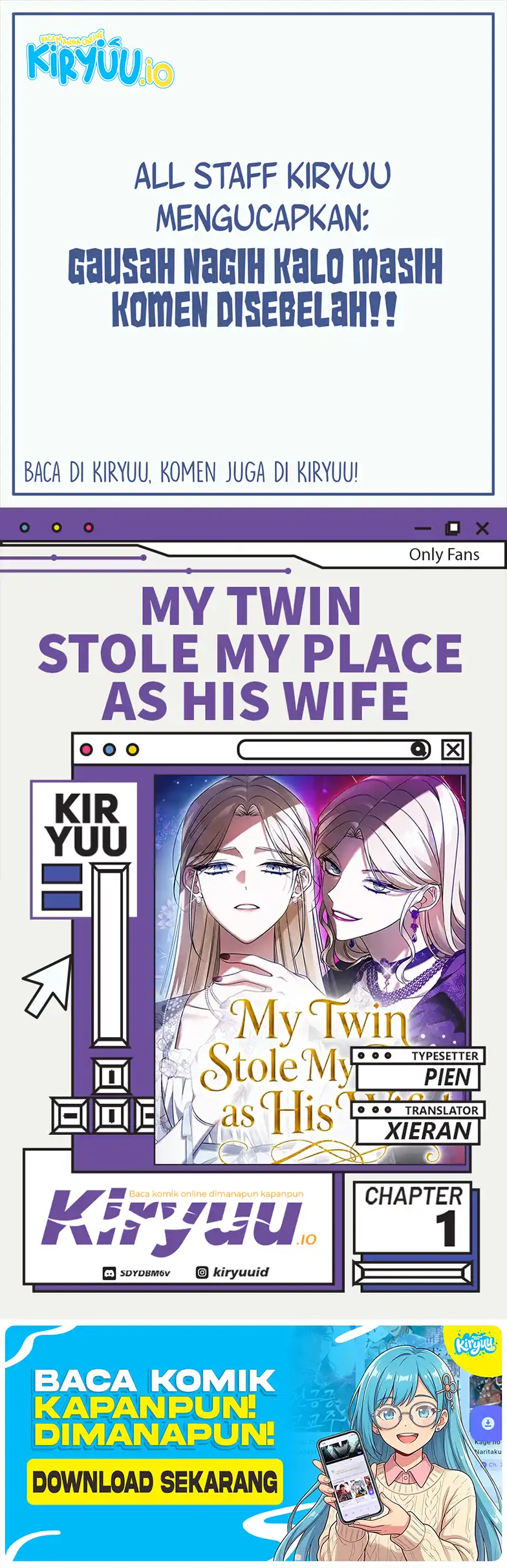 Komik My Twin Stole My Place as His Wife Chapter 1 gambar 1