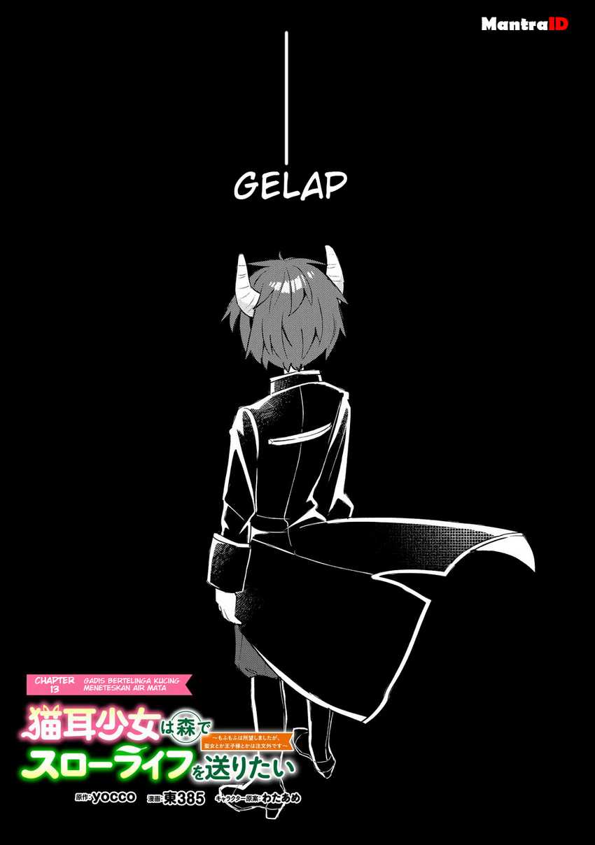 Komik Nekomimi Shoujo wa Mori de Slow Life wo Okuritai: Mofumofu wa Shomou Shimashita ga, Seijo to ka Ouji-sama to ka wa Chuumongai desu Chapter 13.1 gambar 1