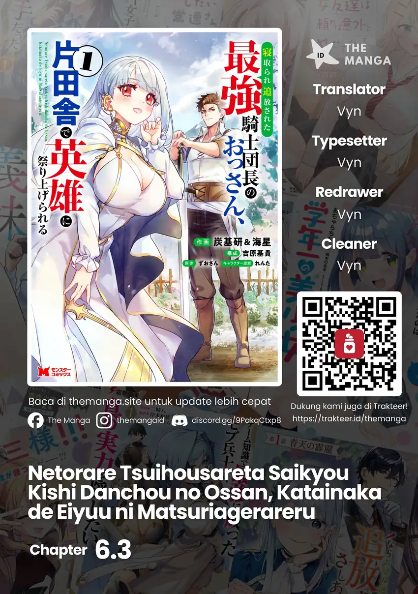 Komik Netorare Tsuihousareta Saikyou Kishi Danchou No Ossan, Katainaka De Eiyuu Ni Matsuriagerareru Chapter 6.3 gambar 1