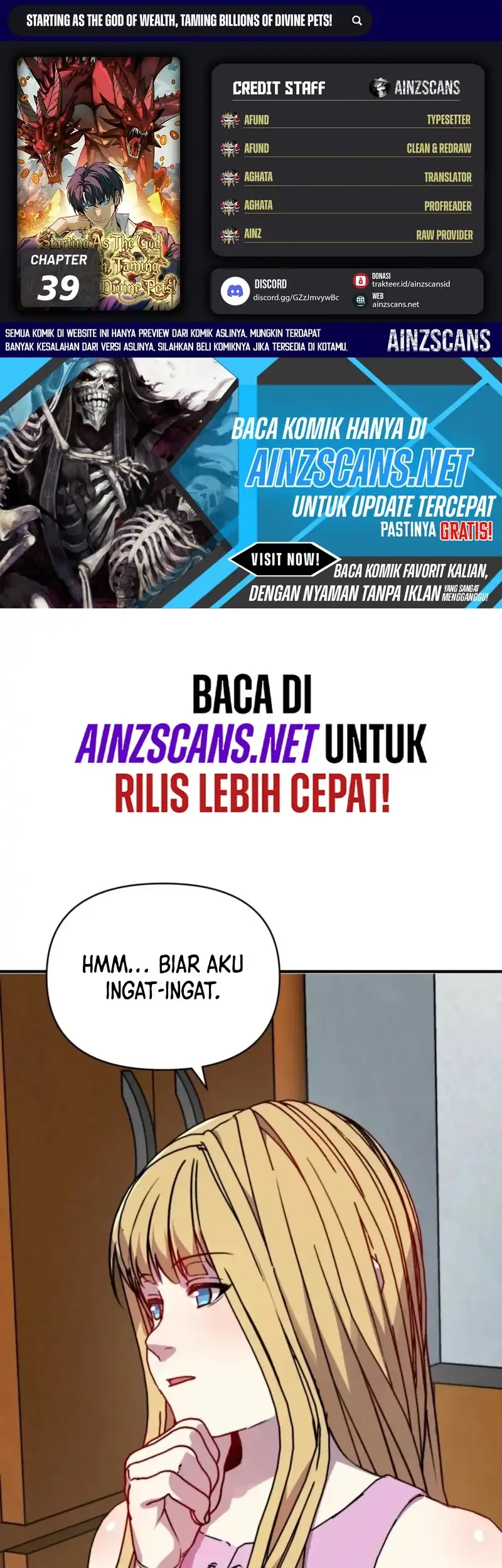 Komik Start by changing your job to the God of Wealth and taming billions of divine pets! Chapter 39 gambar 1