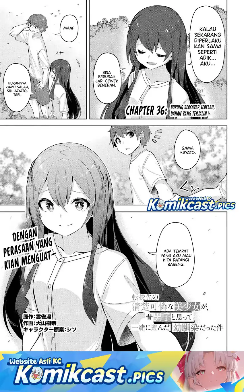 Manga Tenkou-saki no Seiso Karen na Bishoujo ga, Mukashi Danshi to Omotte Issho ni Asonda Osananajimi datta Ken Chapter 36 gambar 2