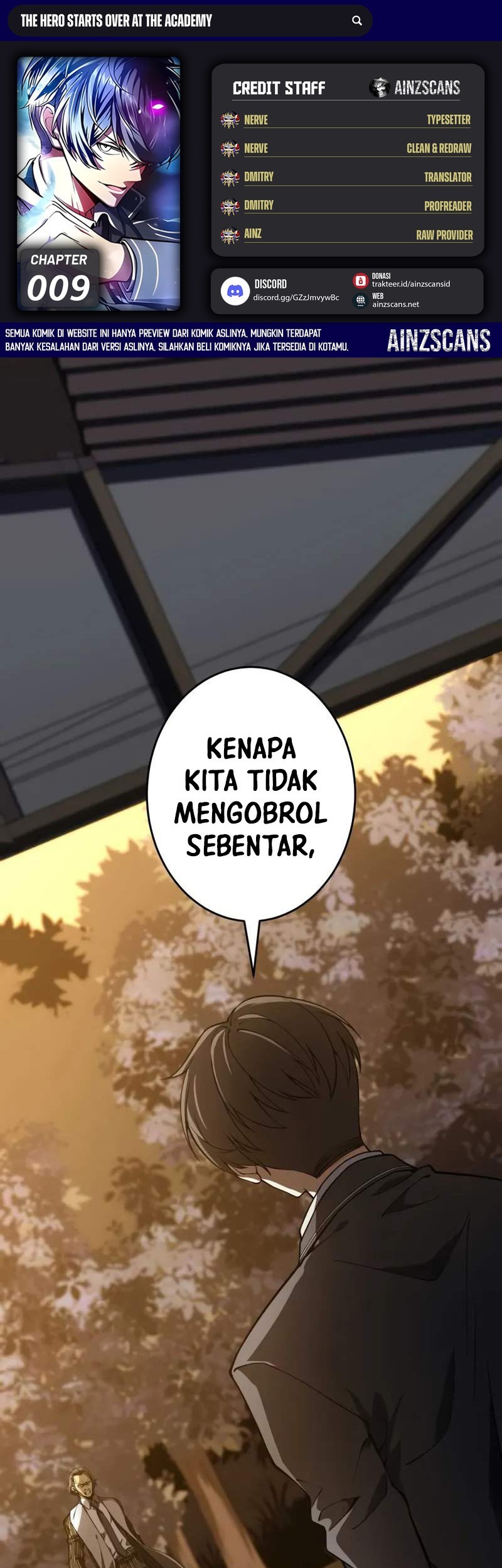 Komik The Hero Starts Over at the Academy Chapter 9 gambar 1