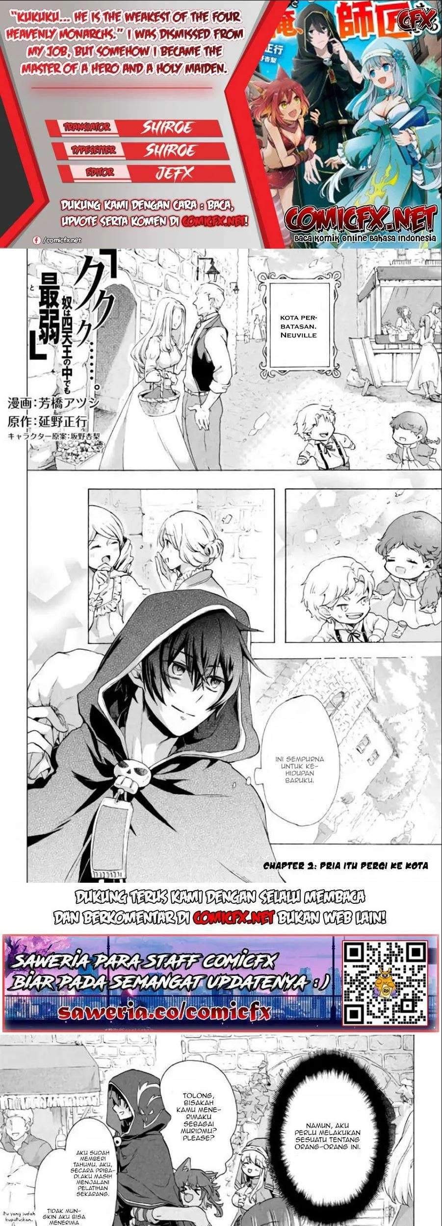 Komik “Kukuku… He is the weakest of the Four Heavenly Monarchs.” I was dismissed from my job but somehow I became the master of a hero and a holy maiden. Chapter 2.2 gambar 1