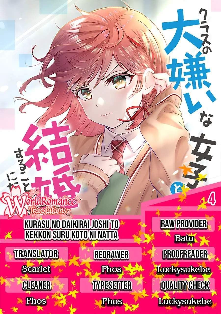 Komik Kurasu no Daikirai na Joshi to Kekkon Suru Koto ni Natta Chapter 04 gambar 1
