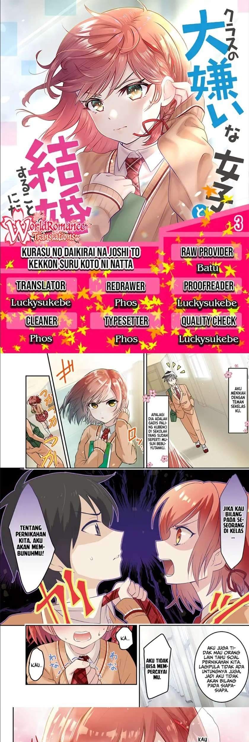 Komik Kurasu no Daikirai na Joshi to Kekkon Suru Koto ni Natta Chapter 03 gambar 1