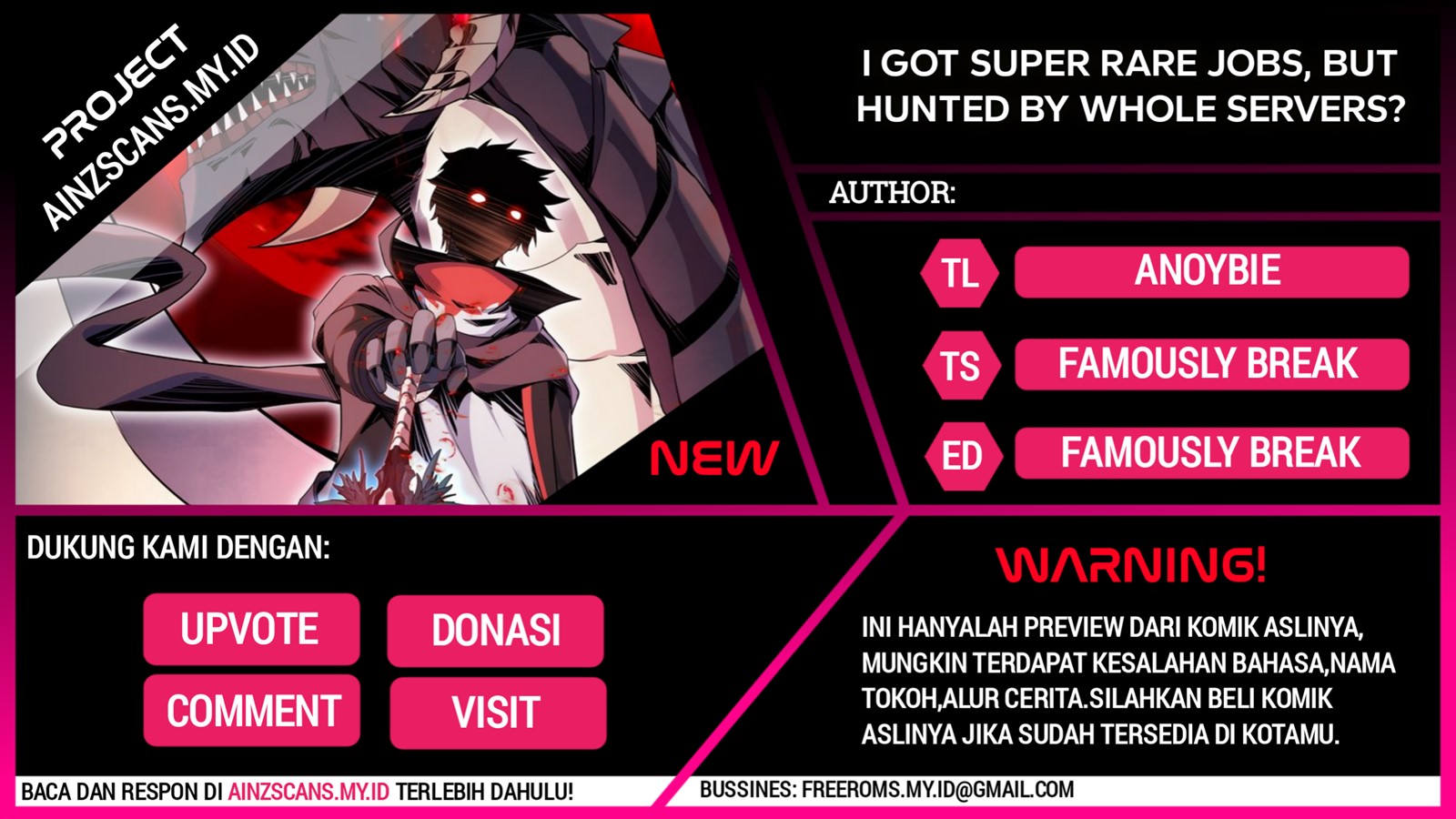 Komik I Got Super Rare Jobs, But Hunted By Whole Servers? Chapter 01 gambar 1