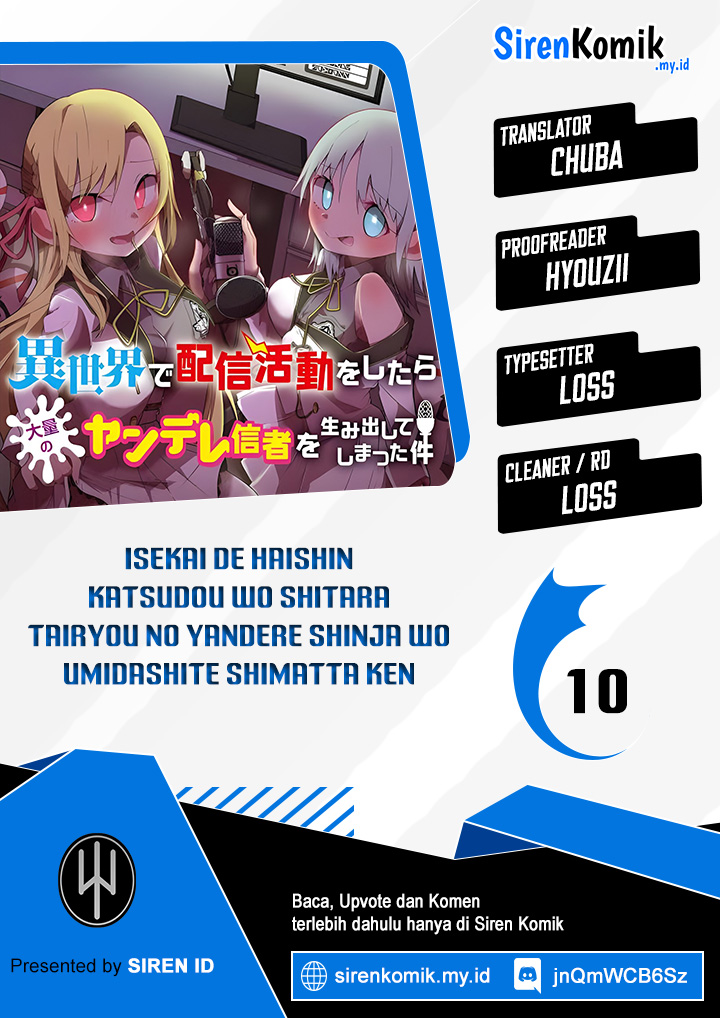Komik Isekai de Haishin Katsudou wo Shitara Tairyou no Yandere Shinja wo Umidashite Shimatta Ken Chapter 10 gambar 1