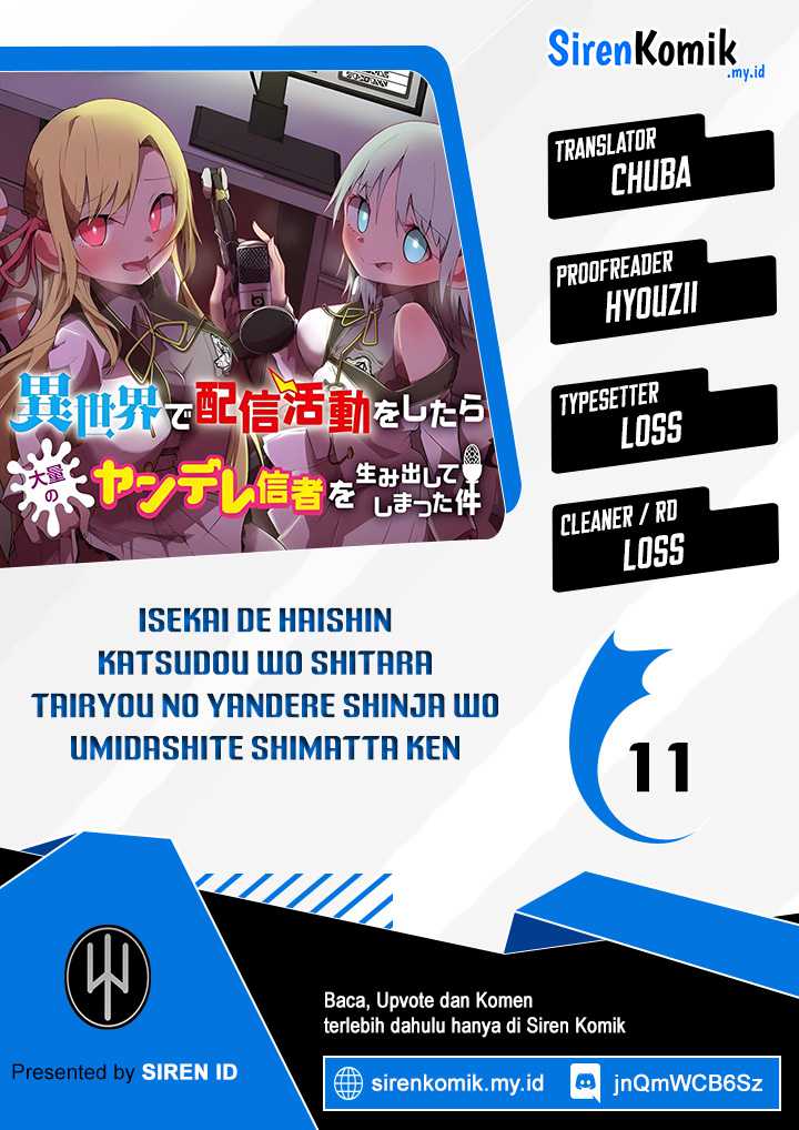 Komik Isekai de Haishin Katsudou wo Shitara Tairyou no Yandere Shinja wo Umidashite Shimatta Ken Chapter 11 gambar 1