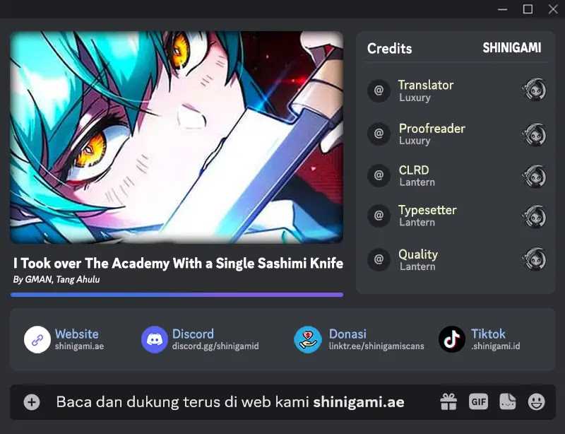 Komik I Took over The Academy With a Single Sashimi Knife Chapter 15 gambar 1