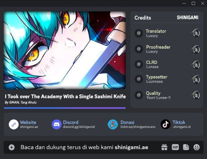 Komik I Took over The Academy With a Single Sashimi Knife Chapter 36 gambar 1