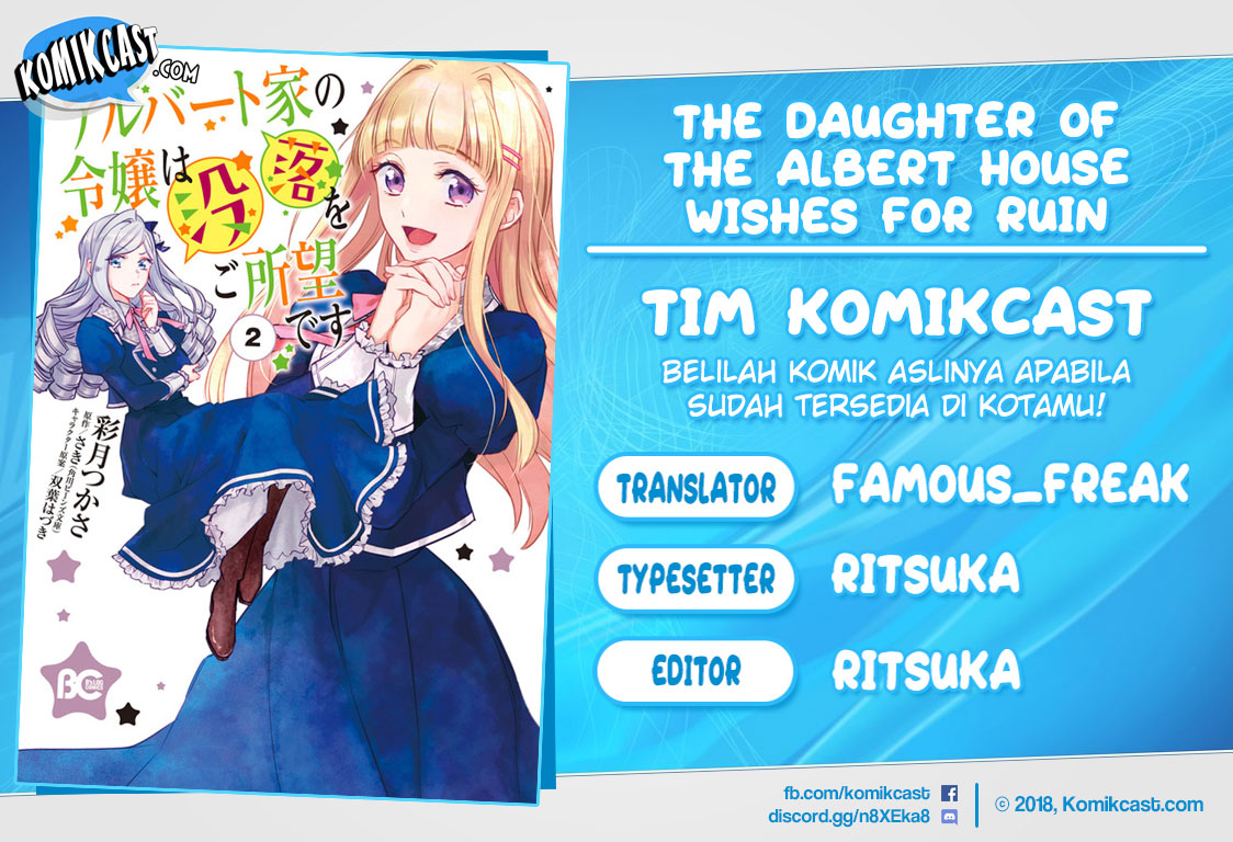 Komik Albert Ke no Reijou wa Botsuraku wo go Shomou desu Chapter 09.1 gambar 1