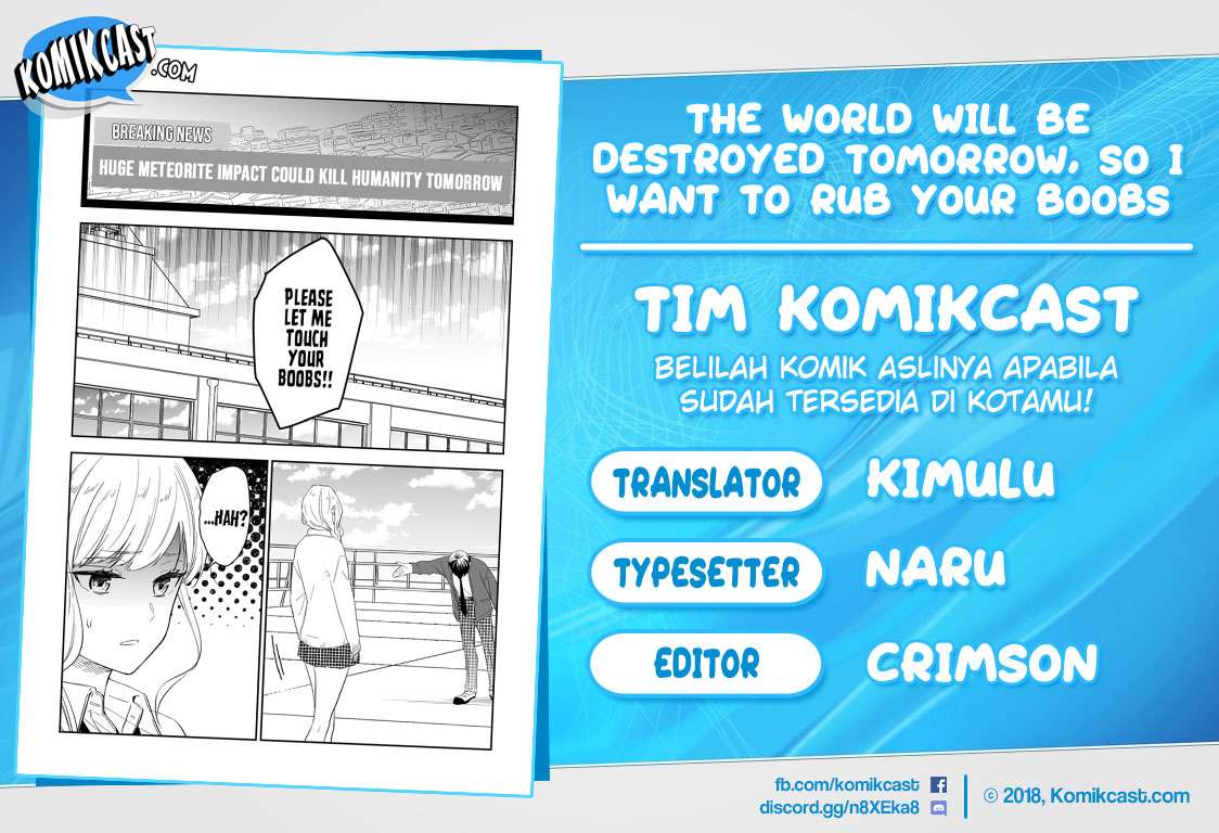 Komik The World Will Be Destroyed Tomorrow, so I Want to Rub Your Boobs Chapter 02 gambar 1