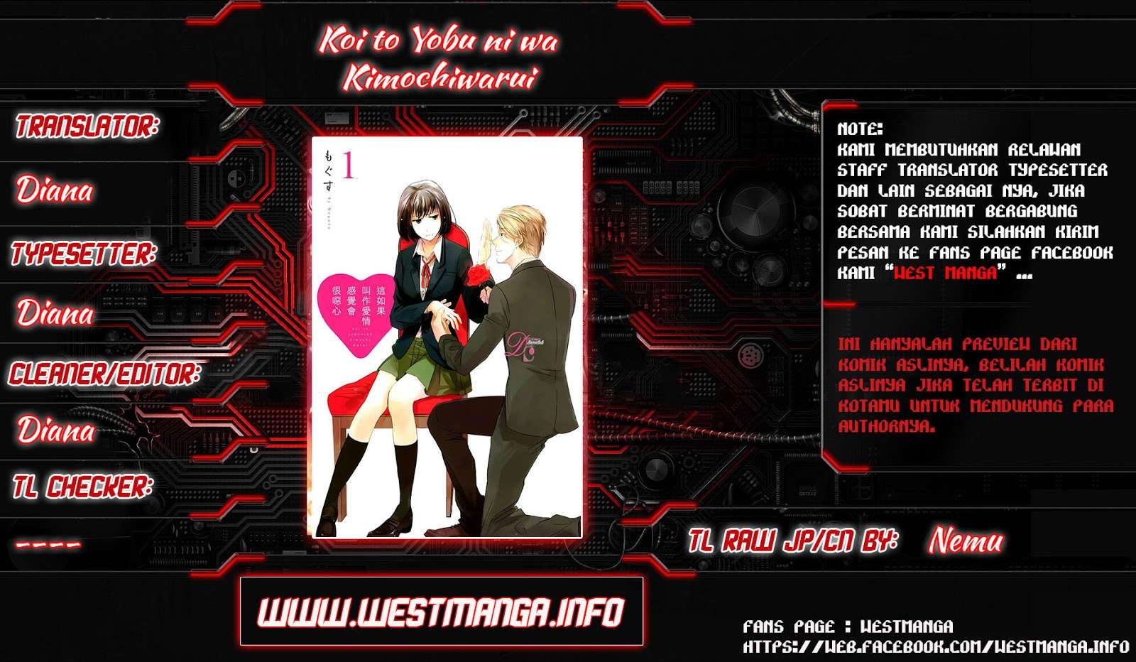 Manga Koi to Yobu ni wa Kimochi Warui Chapter 1 gambar 2